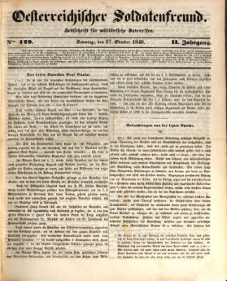 Oesterreichischer Soldatenfreund (Militär-Zeitung) Samstag 27. Oktober 1849