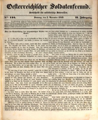 Oesterreichischer Soldatenfreund (Militär-Zeitung) Samstag 3. November 1849