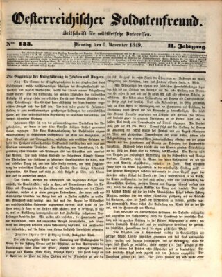 Oesterreichischer Soldatenfreund (Militär-Zeitung) Dienstag 6. November 1849