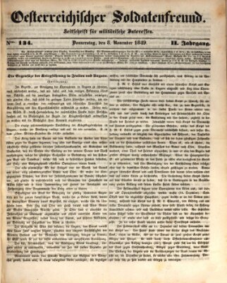 Oesterreichischer Soldatenfreund (Militär-Zeitung) Donnerstag 8. November 1849