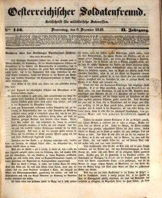 Oesterreichischer Soldatenfreund (Militär-Zeitung) Donnerstag 6. Dezember 1849