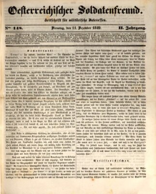 Oesterreichischer Soldatenfreund (Militär-Zeitung) Dienstag 11. Dezember 1849