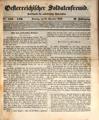 Oesterreichischer Soldatenfreund (Militär-Zeitung) Samstag 29. Dezember 1849