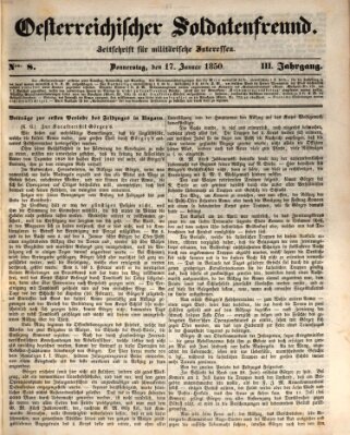 Oesterreichischer Soldatenfreund (Militär-Zeitung) Donnerstag 17. Januar 1850