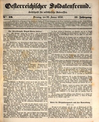 Oesterreichischer Soldatenfreund (Militär-Zeitung) Dienstag 22. Januar 1850