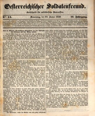 Oesterreichischer Soldatenfreund (Militär-Zeitung) Donnerstag 24. Januar 1850