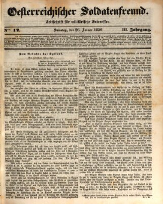 Oesterreichischer Soldatenfreund (Militär-Zeitung) Samstag 26. Januar 1850