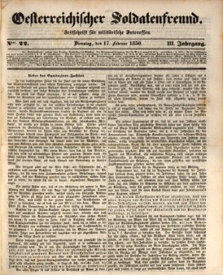 Oesterreichischer Soldatenfreund (Militär-Zeitung) Sonntag 17. Februar 1850