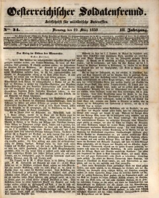 Oesterreichischer Soldatenfreund (Militär-Zeitung) Dienstag 19. März 1850