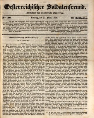 Oesterreichischer Soldatenfreund (Militär-Zeitung) Samstag 23. März 1850