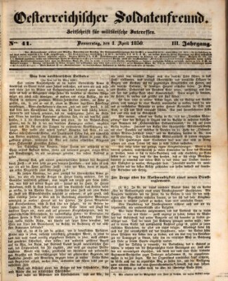 Oesterreichischer Soldatenfreund (Militär-Zeitung) Donnerstag 4. April 1850