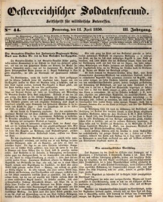 Oesterreichischer Soldatenfreund (Militär-Zeitung) Donnerstag 11. April 1850