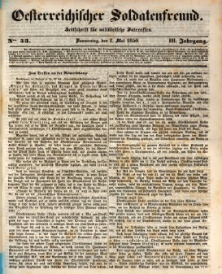 Oesterreichischer Soldatenfreund (Militär-Zeitung) Donnerstag 2. Mai 1850