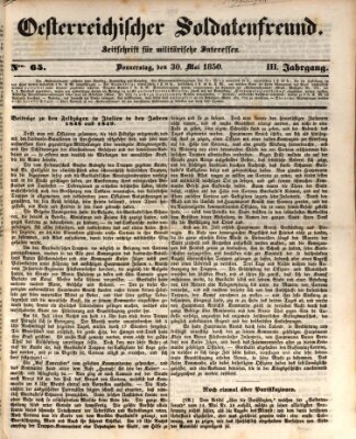 Oesterreichischer Soldatenfreund (Militär-Zeitung) Donnerstag 30. Mai 1850