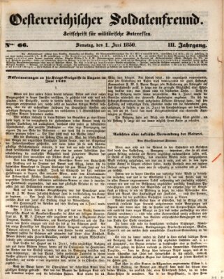 Oesterreichischer Soldatenfreund (Militär-Zeitung) Samstag 1. Juni 1850