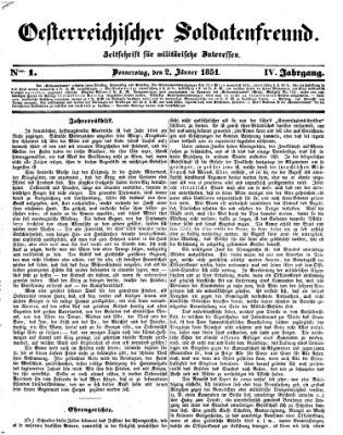 Oesterreichischer Soldatenfreund (Militär-Zeitung) Donnerstag 2. Januar 1851