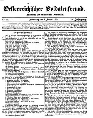 Oesterreichischer Soldatenfreund (Militär-Zeitung) Donnerstag 9. Januar 1851