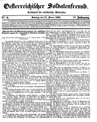 Oesterreichischer Soldatenfreund (Militär-Zeitung) Samstag 11. Januar 1851