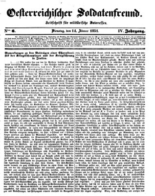 Oesterreichischer Soldatenfreund (Militär-Zeitung) Dienstag 14. Januar 1851