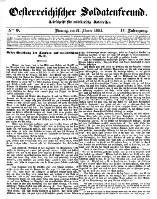 Oesterreichischer Soldatenfreund (Militär-Zeitung) Dienstag 21. Januar 1851