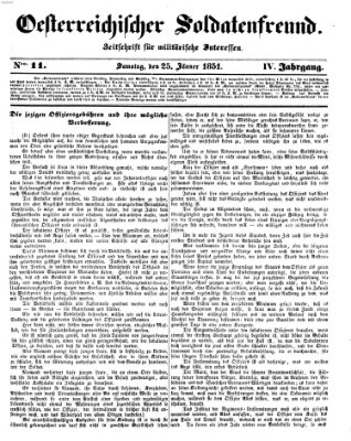 Oesterreichischer Soldatenfreund (Militär-Zeitung) Samstag 25. Januar 1851