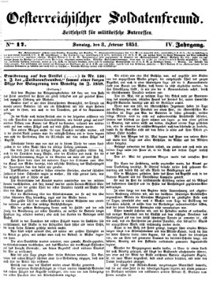 Oesterreichischer Soldatenfreund (Militär-Zeitung) Samstag 8. Februar 1851