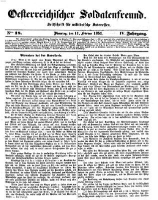 Oesterreichischer Soldatenfreund (Militär-Zeitung) Dienstag 11. Februar 1851