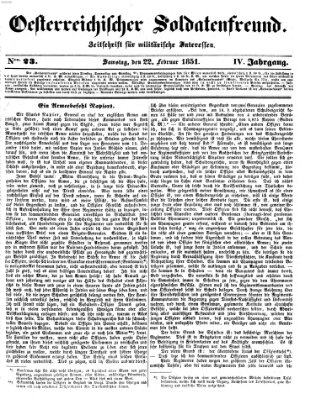 Oesterreichischer Soldatenfreund (Militär-Zeitung) Samstag 22. Februar 1851