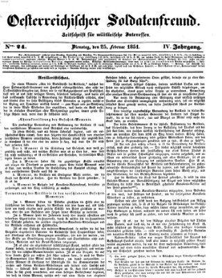 Oesterreichischer Soldatenfreund (Militär-Zeitung) Dienstag 25. Februar 1851