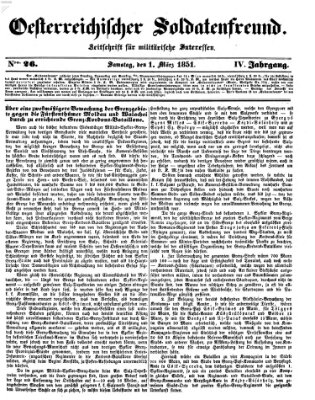 Oesterreichischer Soldatenfreund (Militär-Zeitung) Samstag 1. März 1851