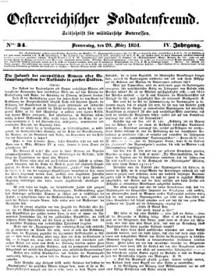 Oesterreichischer Soldatenfreund (Militär-Zeitung) Donnerstag 20. März 1851