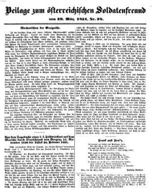Oesterreichischer Soldatenfreund (Militär-Zeitung) Samstag 29. März 1851