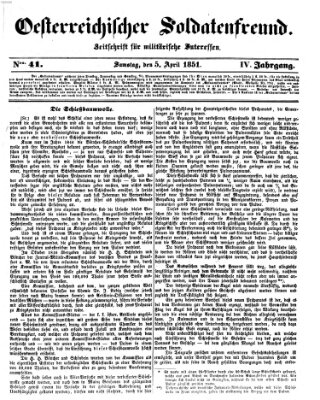 Oesterreichischer Soldatenfreund (Militär-Zeitung) Samstag 5. April 1851