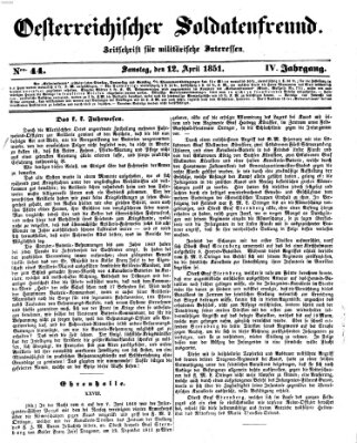 Oesterreichischer Soldatenfreund (Militär-Zeitung) Samstag 12. April 1851