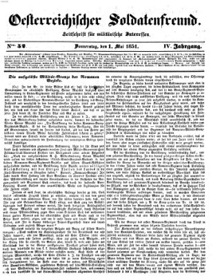 Oesterreichischer Soldatenfreund (Militär-Zeitung) Donnerstag 1. Mai 1851