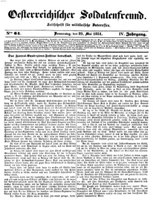 Oesterreichischer Soldatenfreund (Militär-Zeitung) Donnerstag 29. Mai 1851