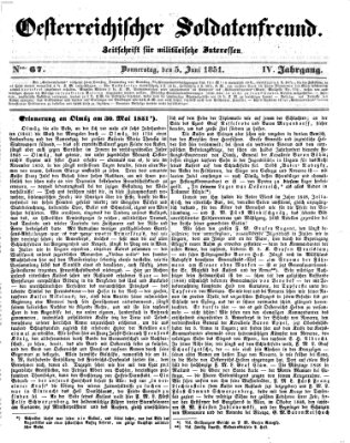 Oesterreichischer Soldatenfreund (Militär-Zeitung) Donnerstag 5. Juni 1851