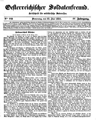 Oesterreichischer Soldatenfreund (Militär-Zeitung) Donnerstag 19. Juni 1851