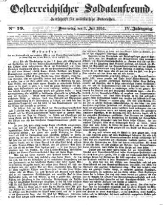 Oesterreichischer Soldatenfreund (Militär-Zeitung) Donnerstag 3. Juli 1851