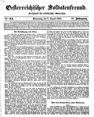 Oesterreichischer Soldatenfreund (Militär-Zeitung) Donnerstag 7. August 1851