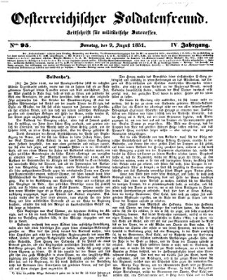 Oesterreichischer Soldatenfreund (Militär-Zeitung) Samstag 9. August 1851