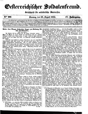 Oesterreichischer Soldatenfreund (Militär-Zeitung) Samstag 16. August 1851