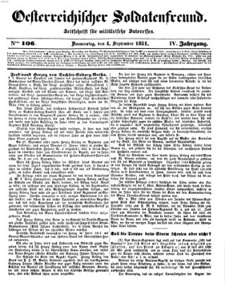 Oesterreichischer Soldatenfreund (Militär-Zeitung) Donnerstag 4. September 1851