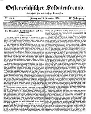 Oesterreichischer Soldatenfreund (Militär-Zeitung) Dienstag 23. September 1851