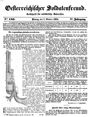 Oesterreichischer Soldatenfreund (Militär-Zeitung) Dienstag 7. Oktober 1851