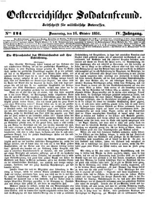 Oesterreichischer Soldatenfreund (Militär-Zeitung) Donnerstag 16. Oktober 1851