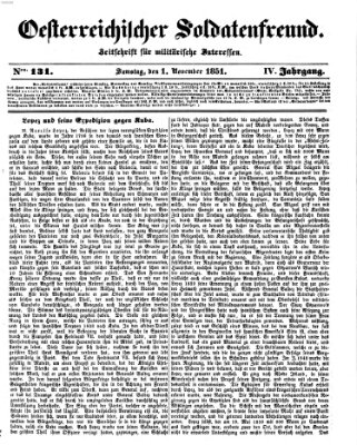 Oesterreichischer Soldatenfreund (Militär-Zeitung) Samstag 1. November 1851