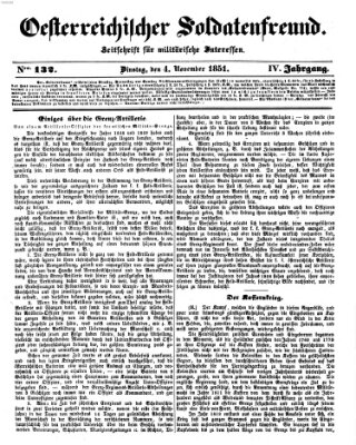 Oesterreichischer Soldatenfreund (Militär-Zeitung) Dienstag 4. November 1851