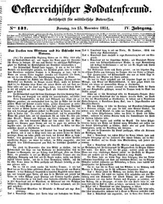 Oesterreichischer Soldatenfreund (Militär-Zeitung) Samstag 15. November 1851