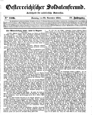 Oesterreichischer Soldatenfreund (Militär-Zeitung) Samstag 22. November 1851